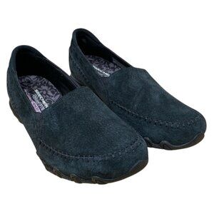Skechers Relaxed Fit Biker Alumni Slip On Ladies 9.5 Black Suede  NEW No Tags